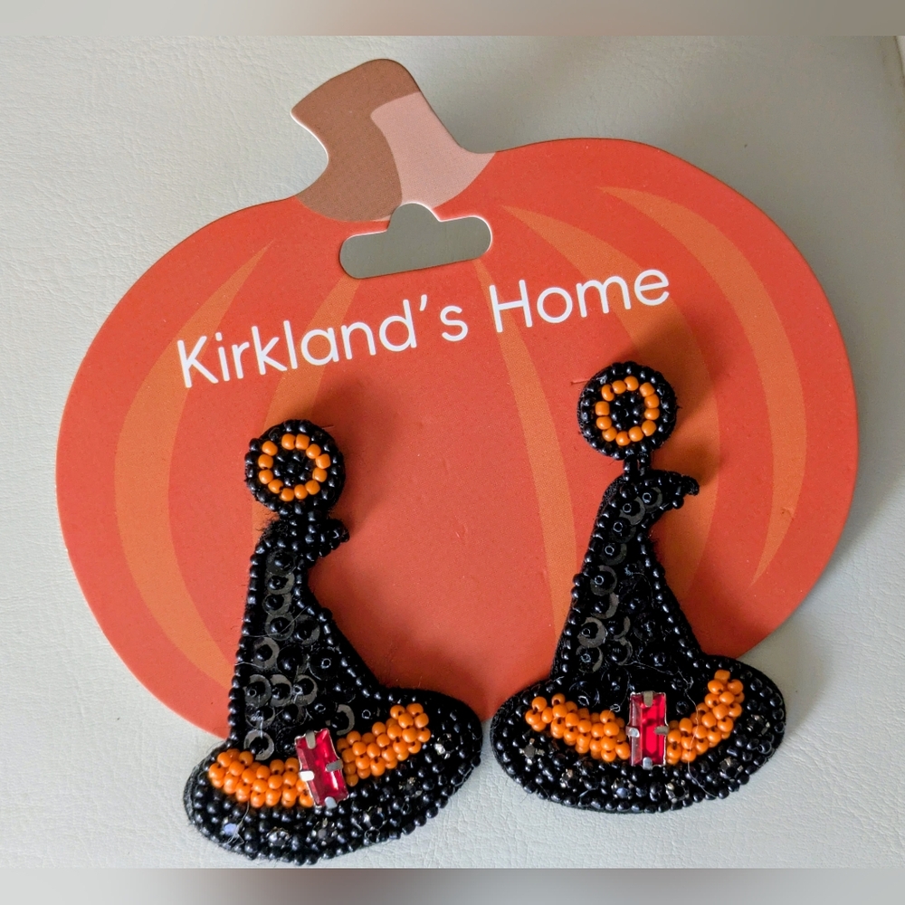 NWT Halloween Beaded Witch Earrings